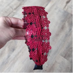 Bentita deosebita pentru par din Dantela lata BTP088BB - Rosie